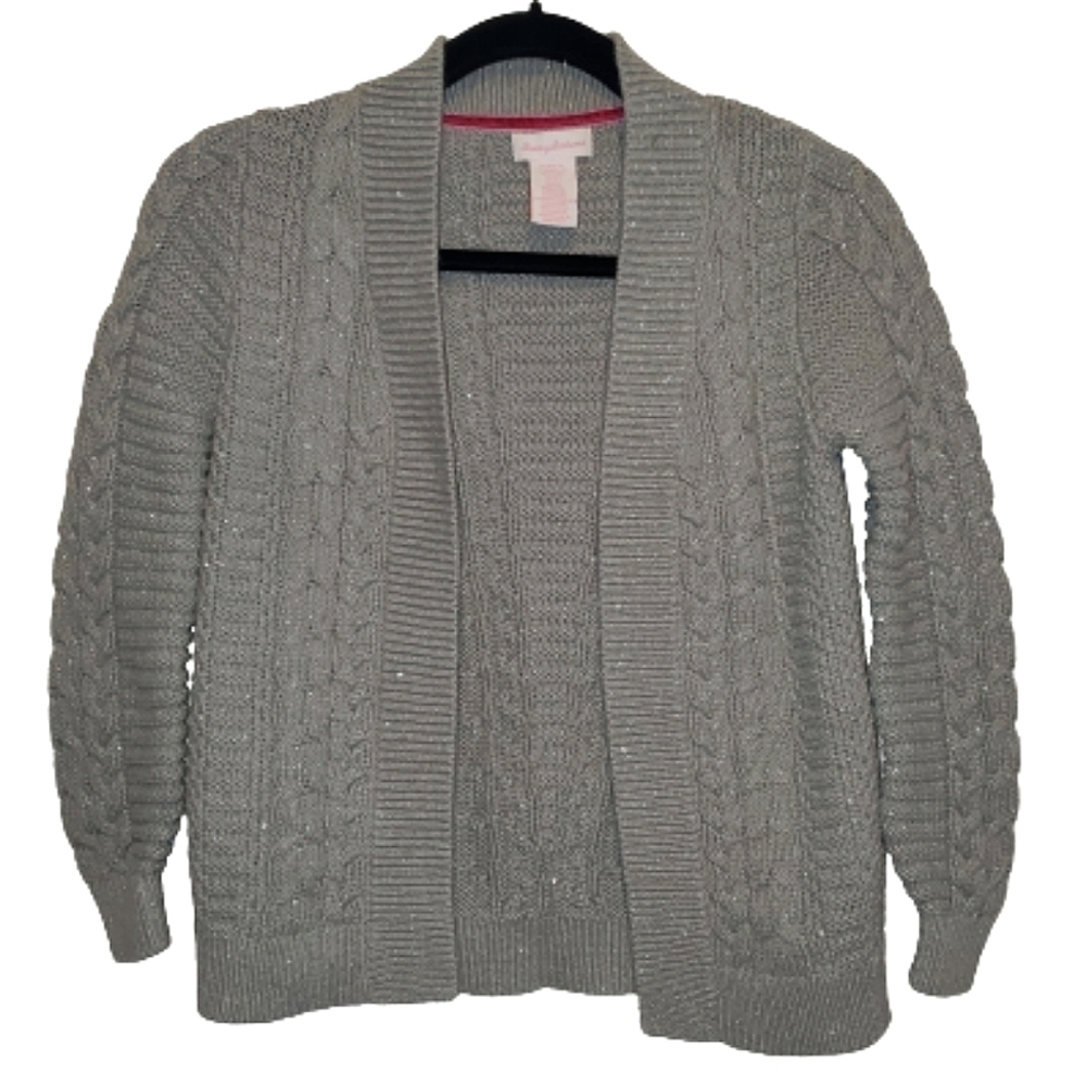Tommy Bahama Girls open front silver sparkle cardigan size M10-12